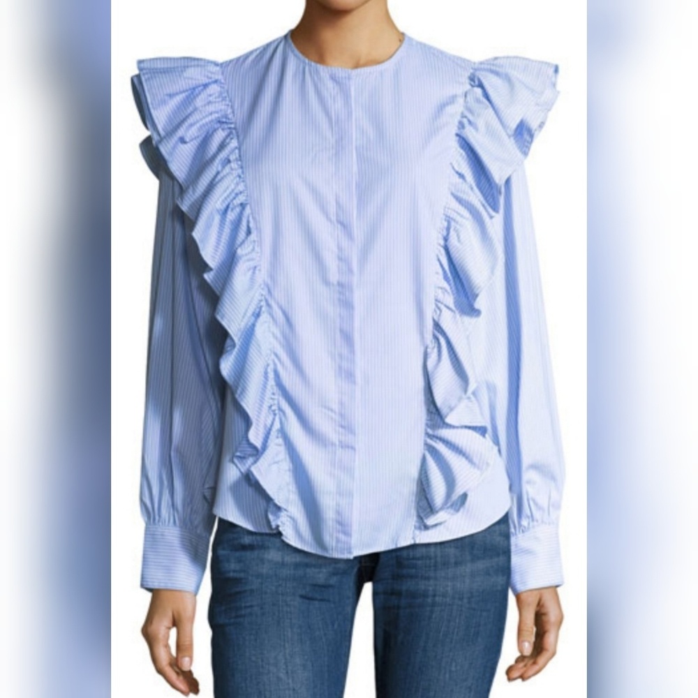 🆕Luxe by Stylekeepers Lt. Blue/White Striped Top.